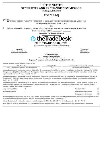 Vorschaubild The Trade Desk
 Quartalsbericht 2021-q1