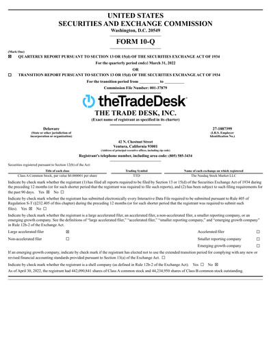 Vorschaubild The Trade Desk
 Quartalsbericht 2022-q1