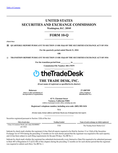 Vorschaubild The Trade Desk
 Quartalsbericht 2024-q1