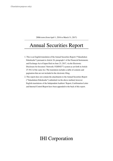 Miniature IHI Corporation Rapport annuel 2017