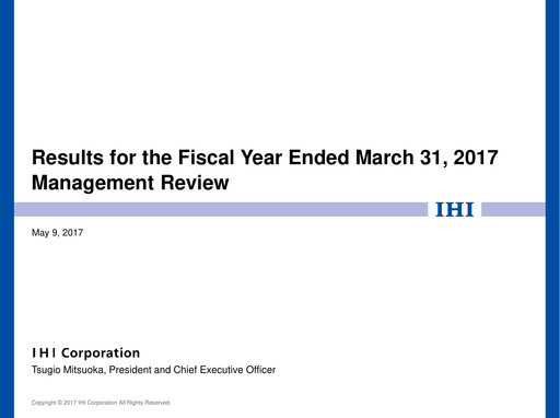 Miniature IHI Corporation Rapport financier 2017