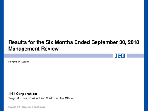 Miniature IHI Corporation Rapport semestriel 2018-h1