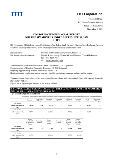 Miniature IHI Corporation Rapport semestriel 2021-h1