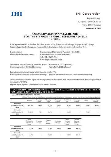 Miniature IHI Corporation Rapport semestriel 2022-h1