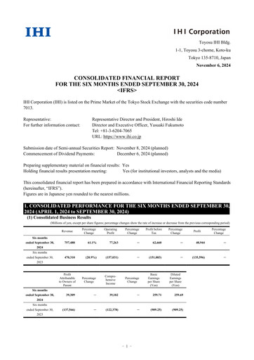 Miniature IHI Corporation Rapport semestriel 2024-h1