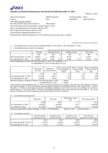 Vorschaubild ASICS Corporation Finanzbericht 2014