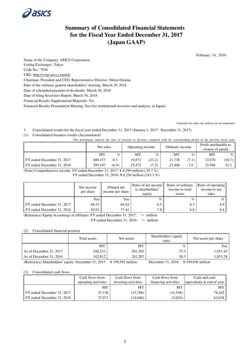 Vorschaubild ASICS Corporation Finanzbericht 2017
