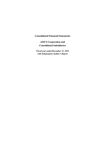 Thumbnail ASICS Corporation Financial Statement 2024