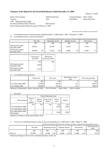 Thumbnail ASICS Corporation Quarterly Report 2008-q3