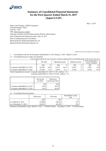 Thumbnail ASICS Corporation Quarterly Report 2017-q1