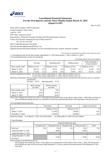 Thumbnail ASICS Corporation Quarterly Report 2025-q1