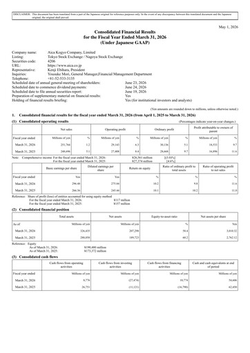 Thumbnail Aica Kogyo Company Financial Statement fy2026