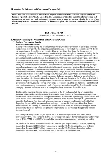 Thumbnail Mitsui O.S.K. Lines Financial Report 2011