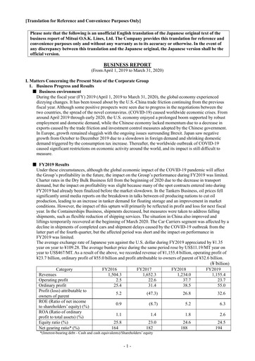 Thumbnail Mitsui O.S.K. Lines Financial Report 2019