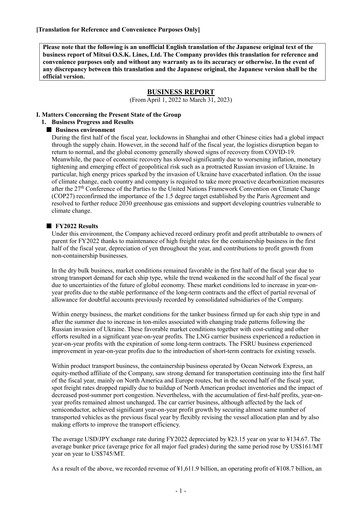 Thumbnail Mitsui O.S.K. Lines Financial Report 2022