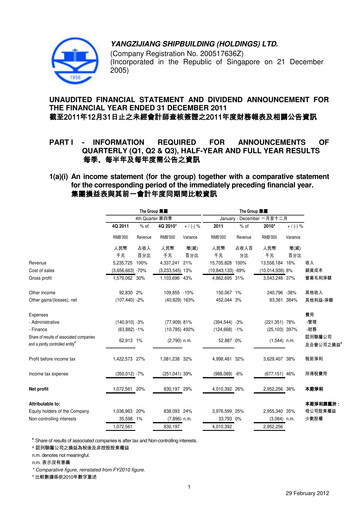 Thumbnail Yangzijiang Shipbuilding (Holdings) Ltd. Financial Statement 2011