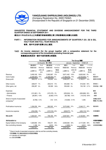 Thumbnail Yangzijiang Shipbuilding (Holdings) Ltd. Quarterly Report 2011-q3