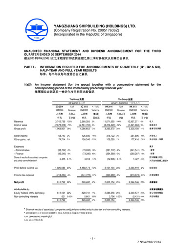 Thumbnail Yangzijiang Shipbuilding (Holdings) Ltd. Quarterly Report 2014-q3