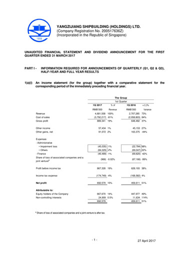 Thumbnail Yangzijiang Shipbuilding (Holdings) Ltd. Quarterly Report 2017-q1