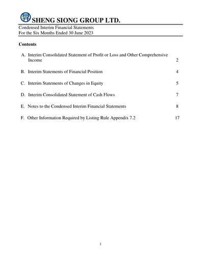 Miniature Sheng Siong Group Rapport semestriel 2023-h1