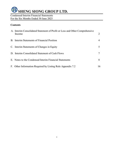 Miniature Sheng Siong Group Rapport semestriel 2025-h1