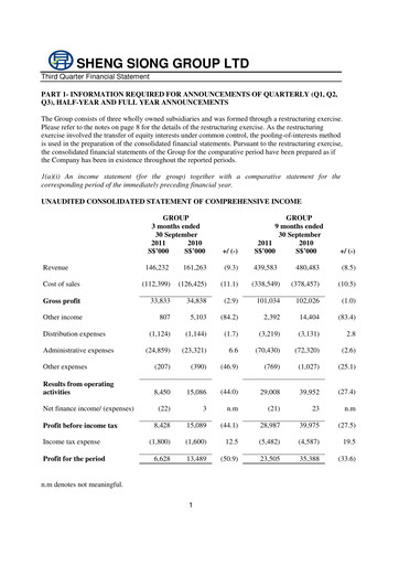 Miniature Sheng Siong Group Rapport trimestriel 2011-q3