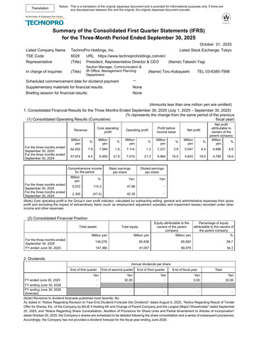 Thumbnail TechnoPro Holdings Quarterly Report 2026-q1