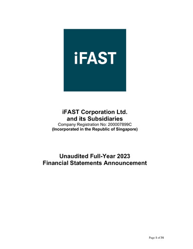 Thumbnail iFAST Corporation Financial Statement 2023