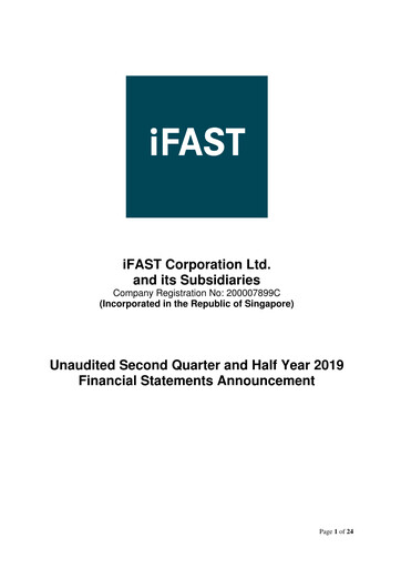 Miniature iFAST Corporation Rapport semestriel 2019-h1