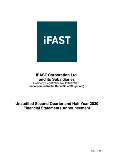 Miniature iFAST Corporation Rapport semestriel 2020-h1