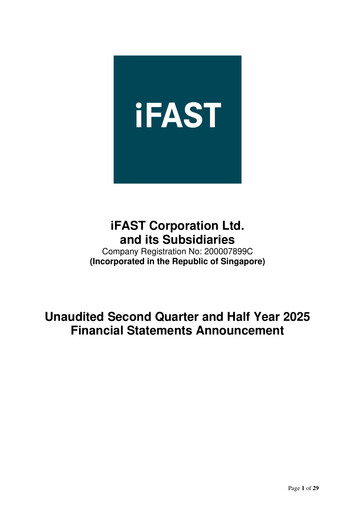 Miniature iFAST Corporation Rapport semestriel 2025-h1
