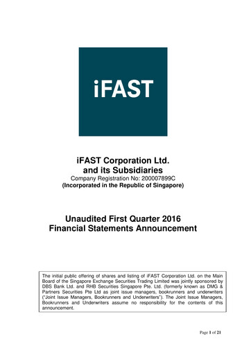 Thumbnail iFAST Corporation Quarterly Report 2016-q1