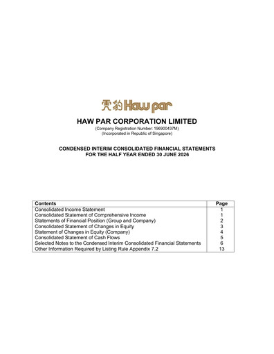 Thumbnail Haw Par Half-year Report 2026-h1