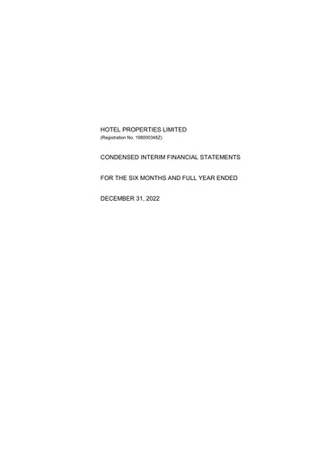 Thumbnail Hotel Properties Limited Financial Statement 2022