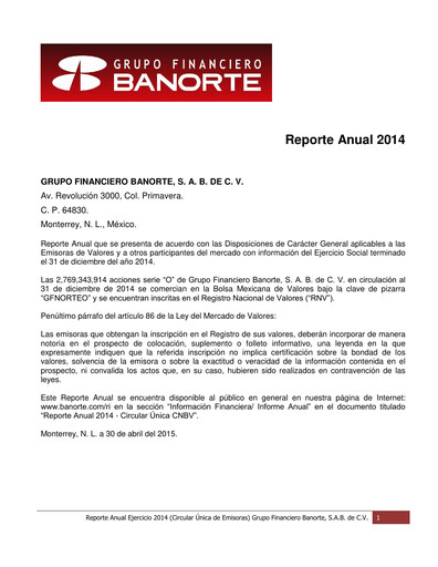 Thumbnail Banorte Annual Report 2014