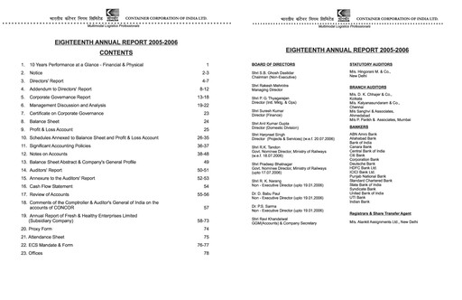 Thumbnail Container Corporation of India Annual Report 2005-2006