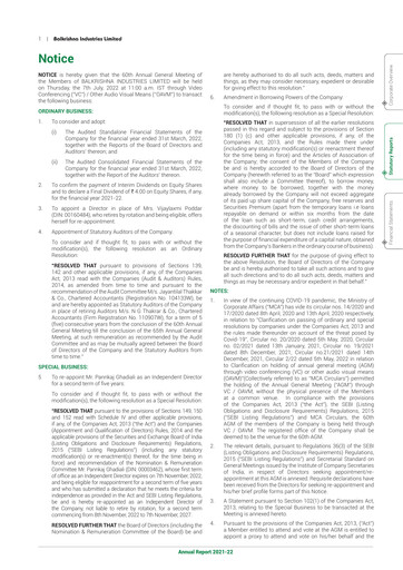 Miniature Balkrishna Industries
 Rapport annuel 2021-2022