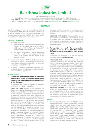 Miniature Balkrishna Industries
 Rapport annuel 2024-2025