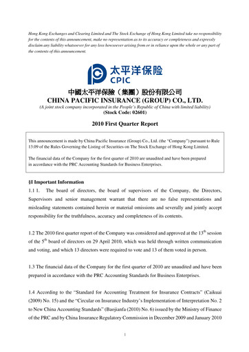 Thumbnail China Pacific Insurance Quarterly Report 2010-q1