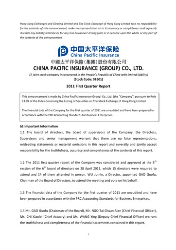 Thumbnail China Pacific Insurance Quarterly Report 2011-q1