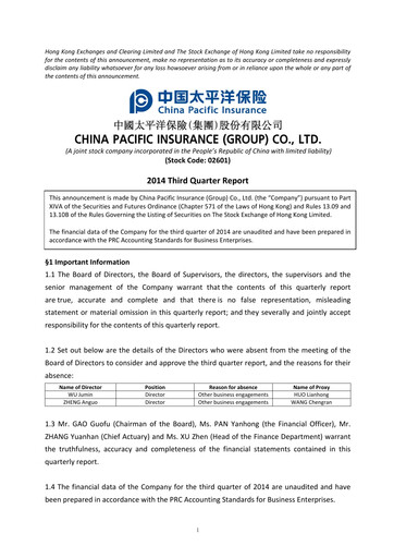 Thumbnail China Pacific Insurance Quarterly Report 2014-q3