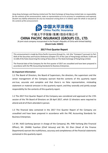 Thumbnail China Pacific Insurance Quarterly Report 2017-q1