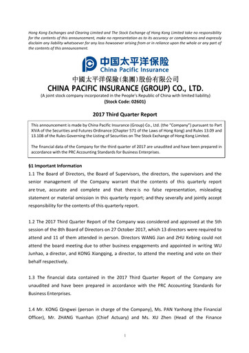 Thumbnail China Pacific Insurance Quarterly Report 2017-q3