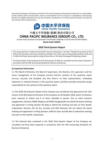 Thumbnail China Pacific Insurance Quarterly Report 2018-q3