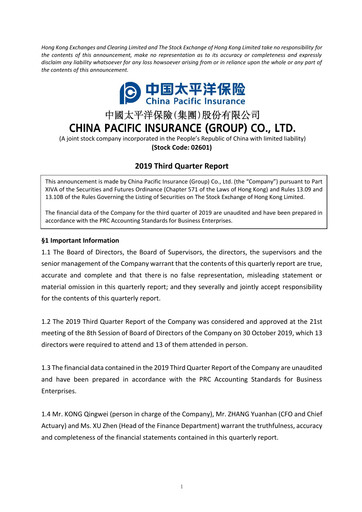 Thumbnail China Pacific Insurance Quarterly Report 2019-q3