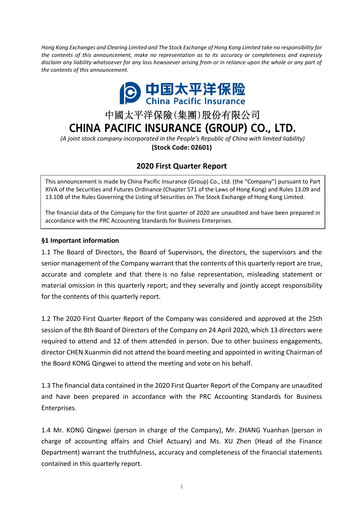 Thumbnail China Pacific Insurance Quarterly Report 2020-q1