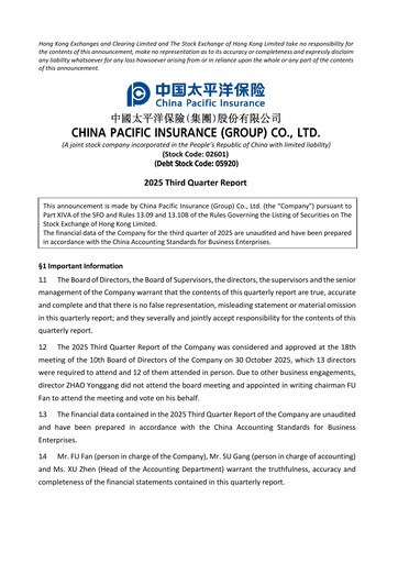 Thumbnail China Pacific Insurance Quarterly Report 2025-q3