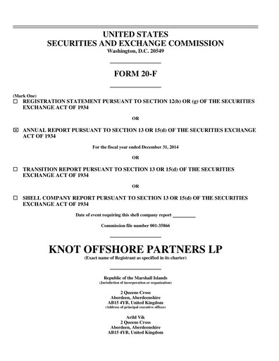 Thumbnail KNOT Offshore Partners Annual Report 2014