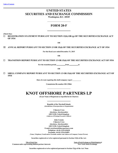 Thumbnail KNOT Offshore Partners Annual Report 2015