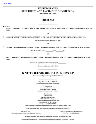 Thumbnail KNOT Offshore Partners Annual Report 2016